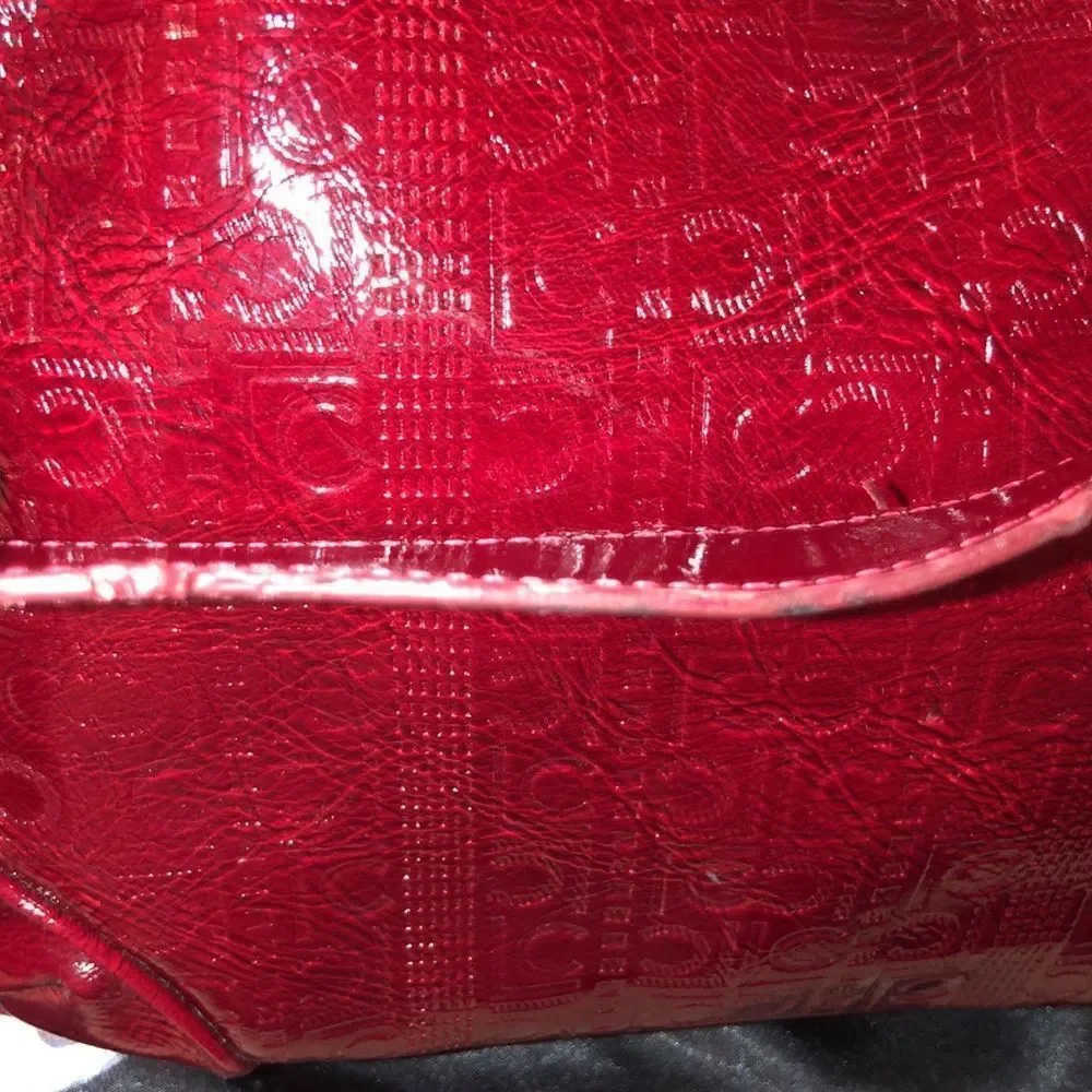 Liz Claiborne Dark Red Candy Apple Faux Leather Hobo Purse